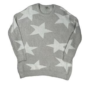 Show Me Your MuMu Leighanne Sweater S Fuzzy Star Knit Pullover Oversized Grey